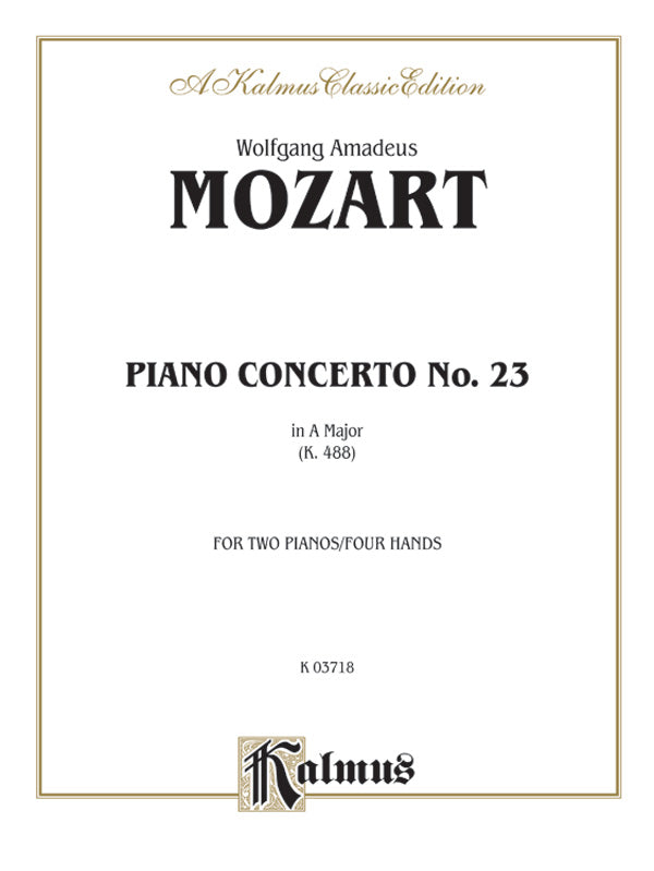 Piano Concerto No. 23 in A, K. 488: Piano Duo (2 Pianos, 4 Hands