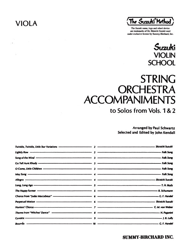 String Orchestra Accompaniments to Solos from Volumes 1 & 2 Cover Image