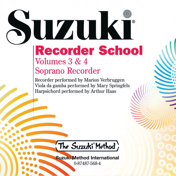 Suzuki Recorder School (Soprano Recorder) CD, Volume 3 & 4 Cover Image