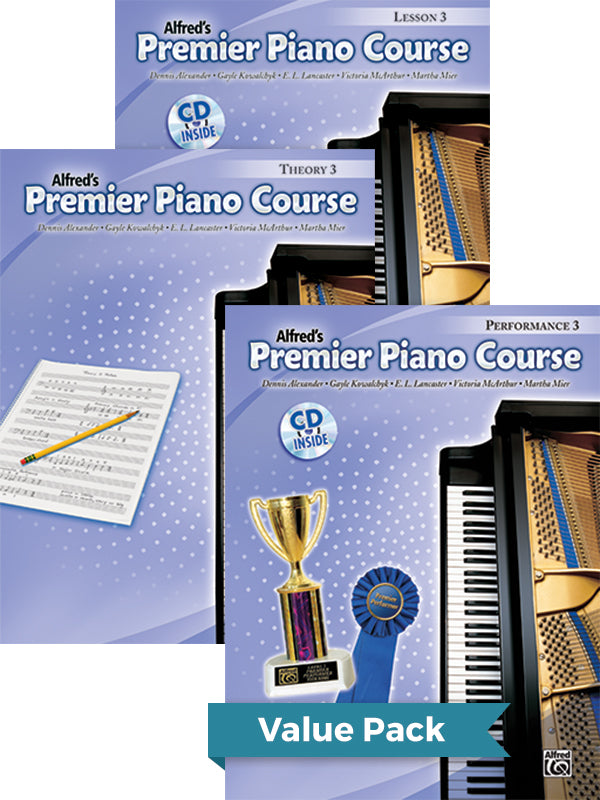 Premier Piano Course, Lesson, Theory & Performance 3 2012 (Value Pack) Cover Image