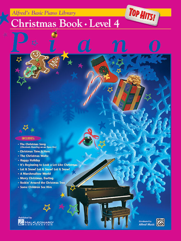 Alfred's Basic Piano Library: Top Hits! Christmas Book 4 Cover Image