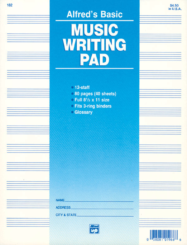 12 Stave Music Writing Pad (8 1/2" x 11") Cover Image