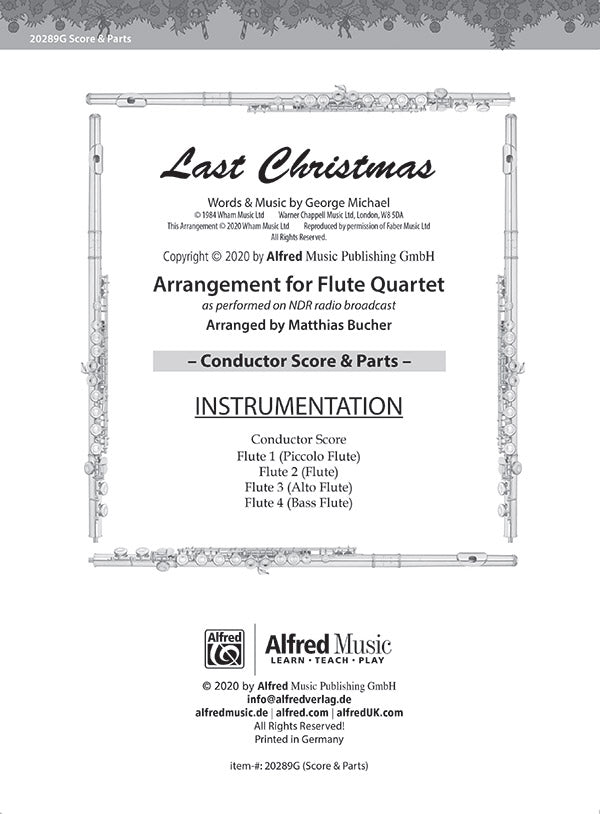 Last Christmas for Flute Quartet Cover Image