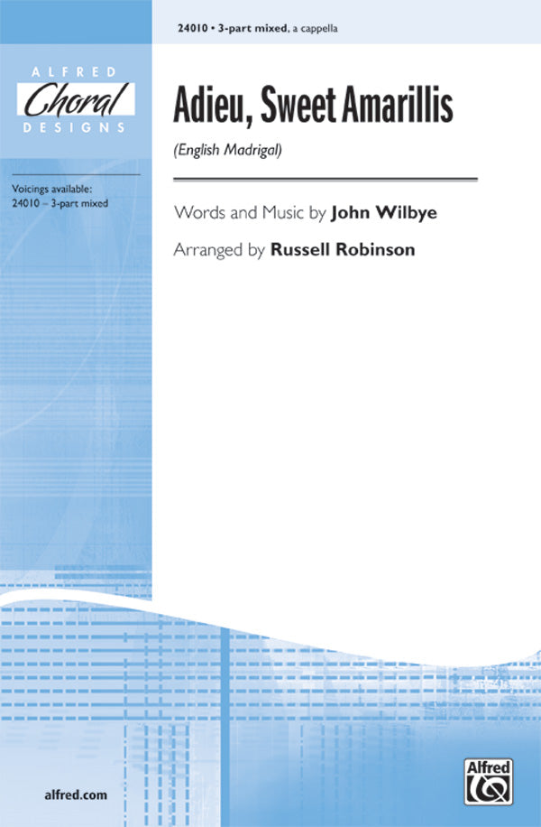 Adieu, Sweet Amarillis (English Madrigal) Sheet Music Preview
