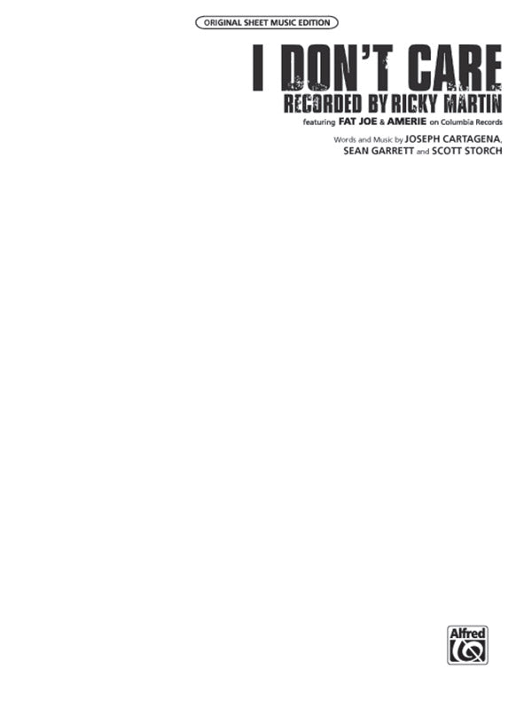I Don't Care Sheet Music Preview