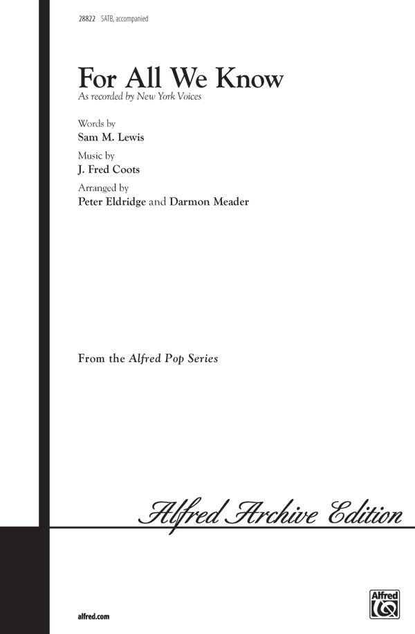 For All We Know Sheet Music Preview