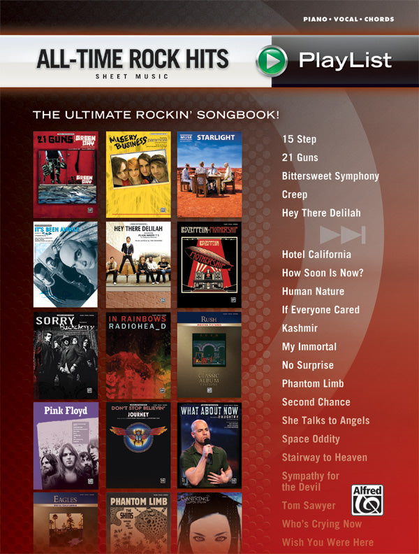 All-Time Rock Hits Sheet Music Playlist Cover Image