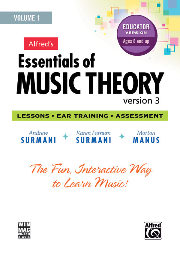 Alfred's Essentials of Music Theory: Software, Version 3 CD-ROM Educator Version, Volume 1 Cover Image