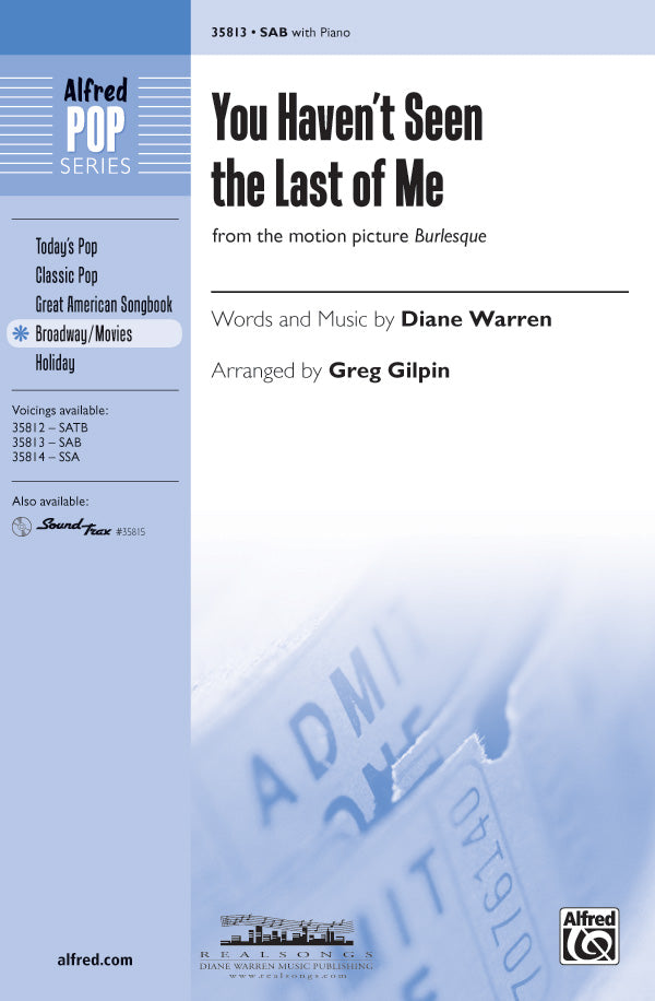 You Haven't Seen the Last of Me (from the motion picture <i>Burlesque</i>) Sheet Music Preview