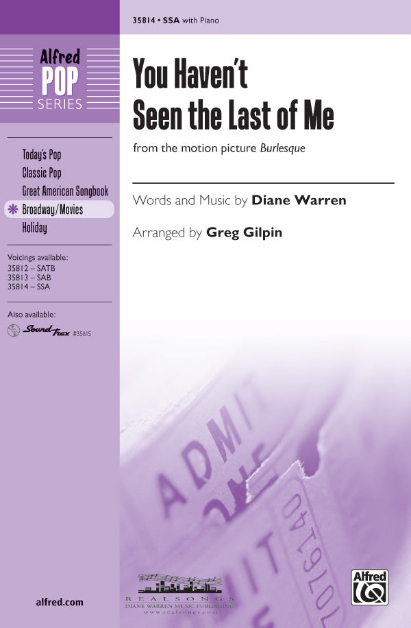 You Haven't Seen the Last of Me (from the motion picture <i>Burlesque</i>) Sheet Music Preview
