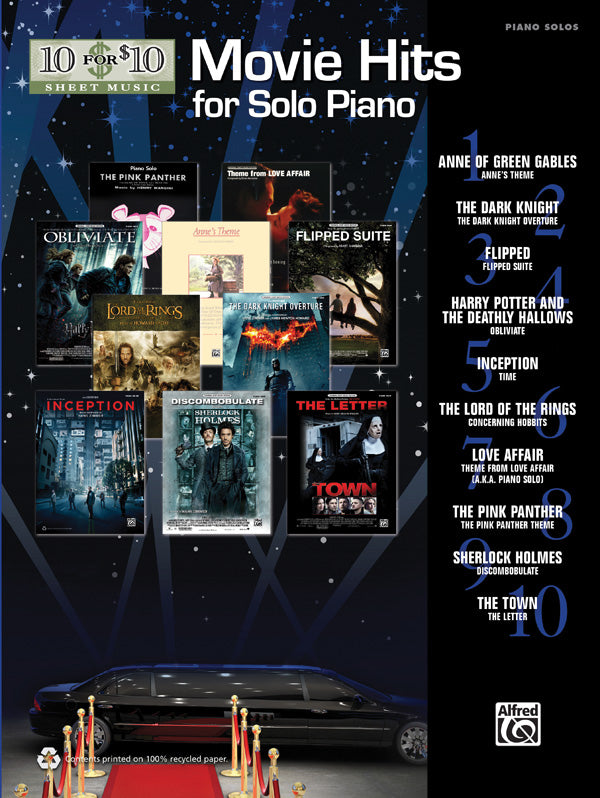 10 for 10 Sheet Music: Movie Hits for Solo Piano Cover Image