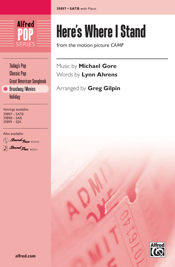 Here's Where I Stand (from the motion picture <i>Camp</i>) Sheet Music Preview