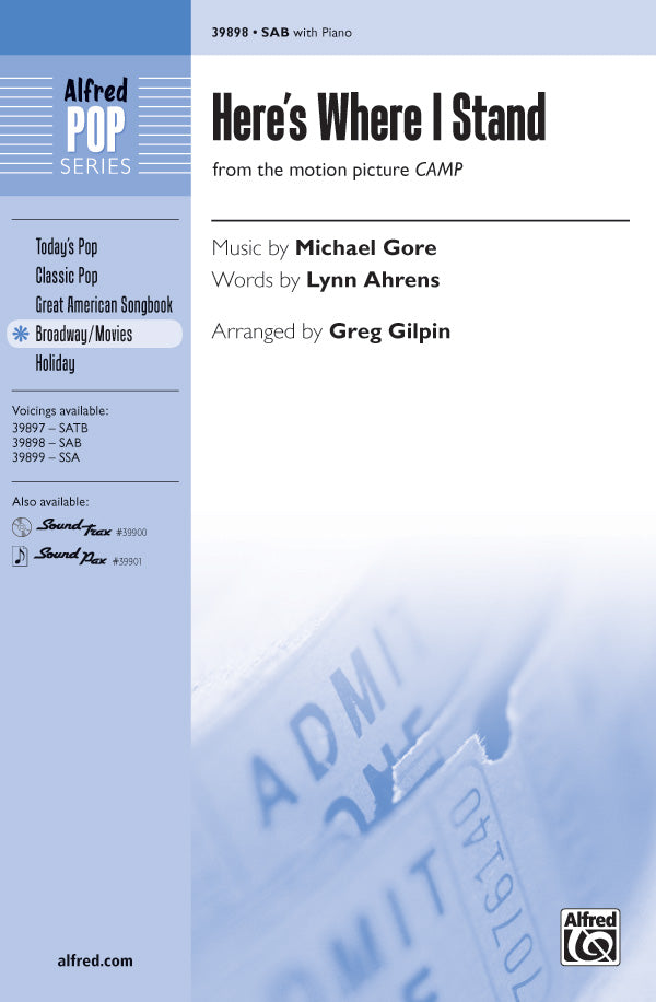 Here's Where I Stand (from the motion picture <i>Camp</i>) Sheet Music Preview