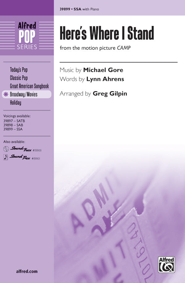 Here's Where I Stand (from the motion picture <i>Camp</i>) Sheet Music Preview
