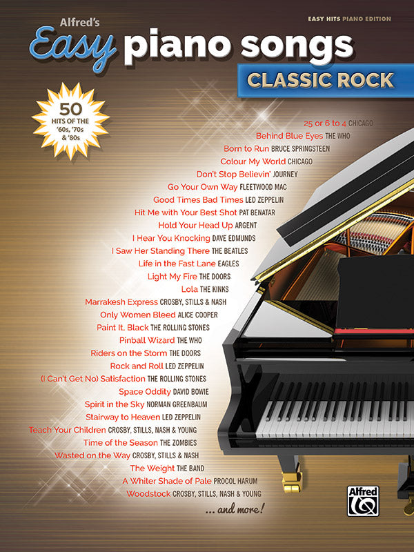 Alfred's Easy Piano Songs: Classic Rock Cover Image