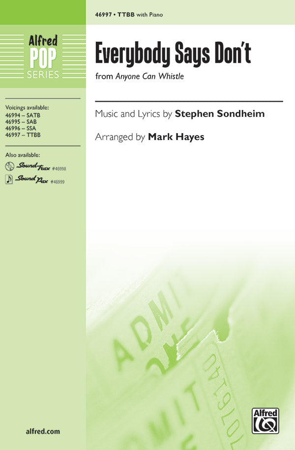 Everybody Says Don't Sheet Music Preview