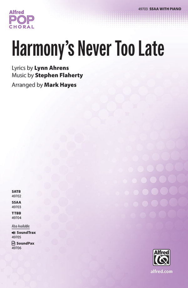 Harmony's Never Too Late Sheet Music Preview
