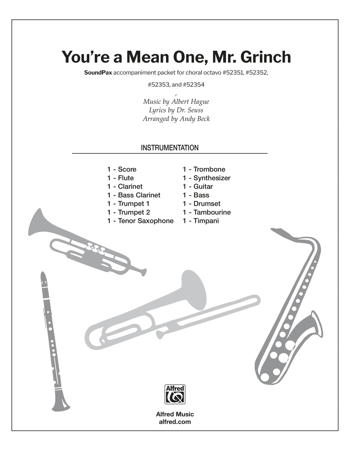 YOU'RE A MEAN ONE MR GRINCH/DIG SPX Sheet Music Preview