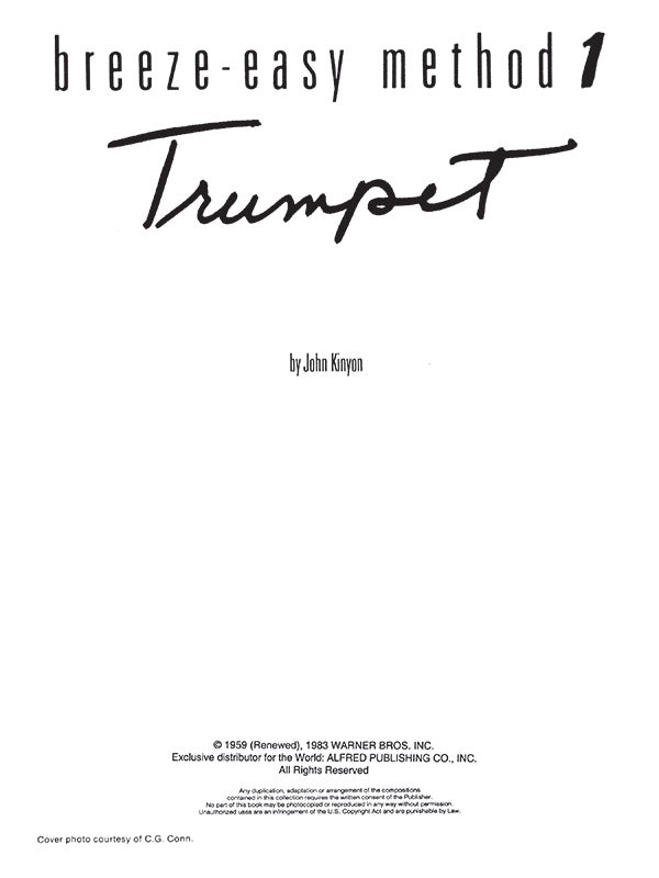 Breeze-Easy Method for Trumpet (Cornet), Book I Cover Image