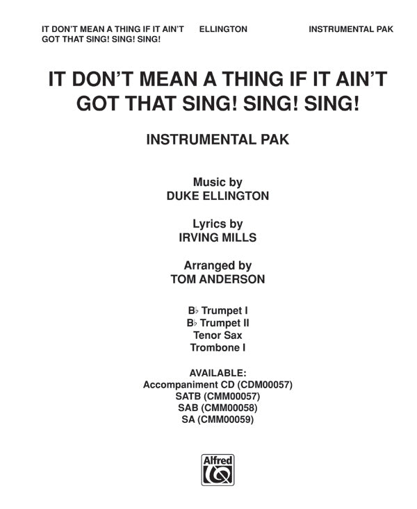 It Don't Mean a Thing If It Ain't Got That Sing, Sing, Sing: B-flat Tenor Saxophone Sheet Music Preview