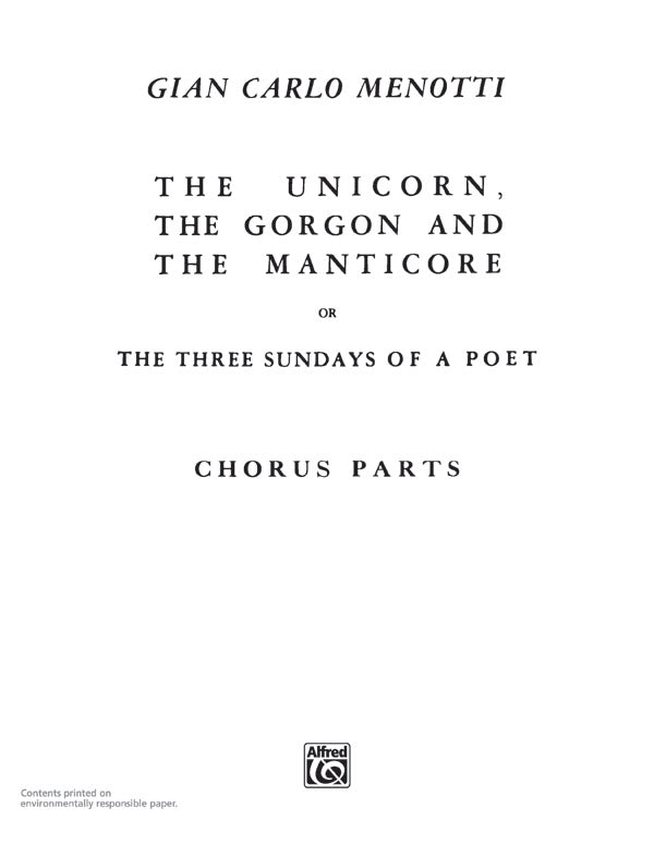 The Unicorn, the Gorgon and the Manticore (Three Sundays of a Poet) Cover Image