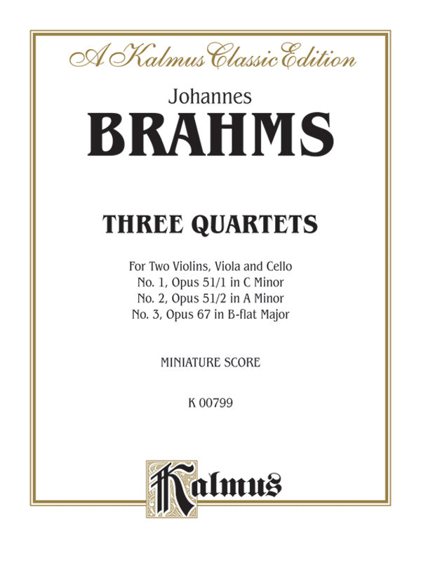 Brahms: Three String Quartets Sheet Music Preview