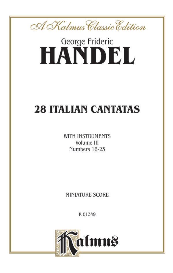 Handel: 28 Italian Cantatas with Instruments, Nos. 16-23, Volume III Sheet Music Preview