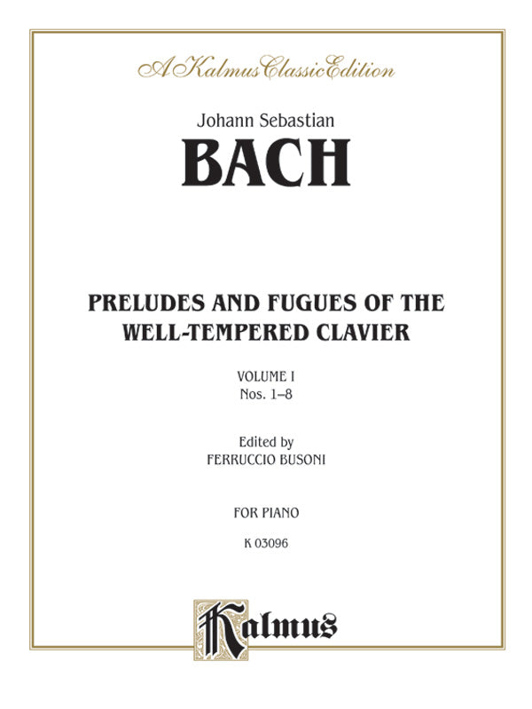 The Well-Tempered Clavier, Book 1, Nos. 1-8 Cover Image