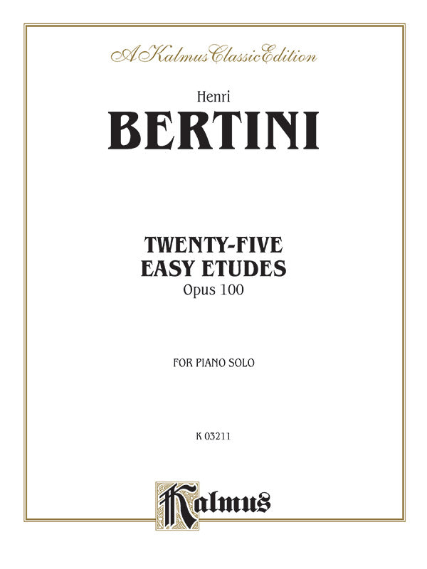 Bertini: Twenty-five Easy Studies, Op. 100 Sheet Music Preview