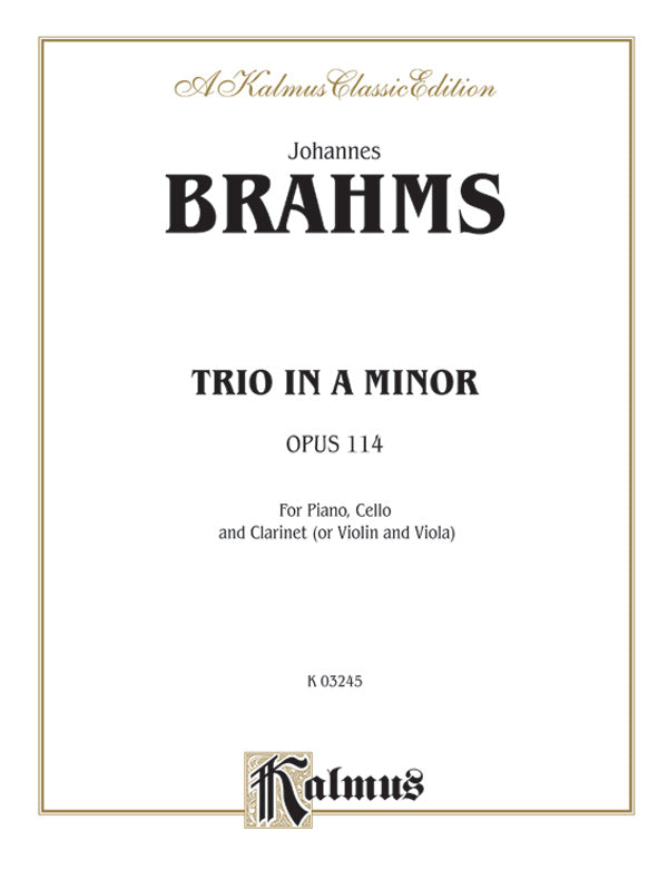 Brahms: Trio in A Minor, Op. 114 Sheet Music Preview