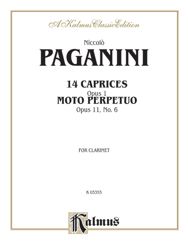 Paganini: Fourteen Caprices, Op. 1 and Moto Perpetuo, Op. 11, No. 6 (unaccompanied) Sheet Music Preview