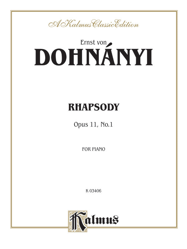 Rhapsody, Opus 11, No. 1 Cover Image
