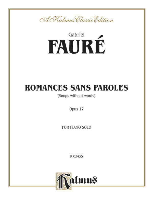 Fauré: Romance sans Paroles Sheet Music Preview