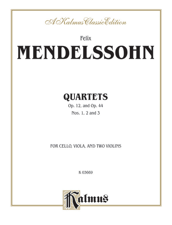 String Quartets, Op. 12; Op. 44, Nos. 1, 2 & 3: Viola Sheet Music Preview