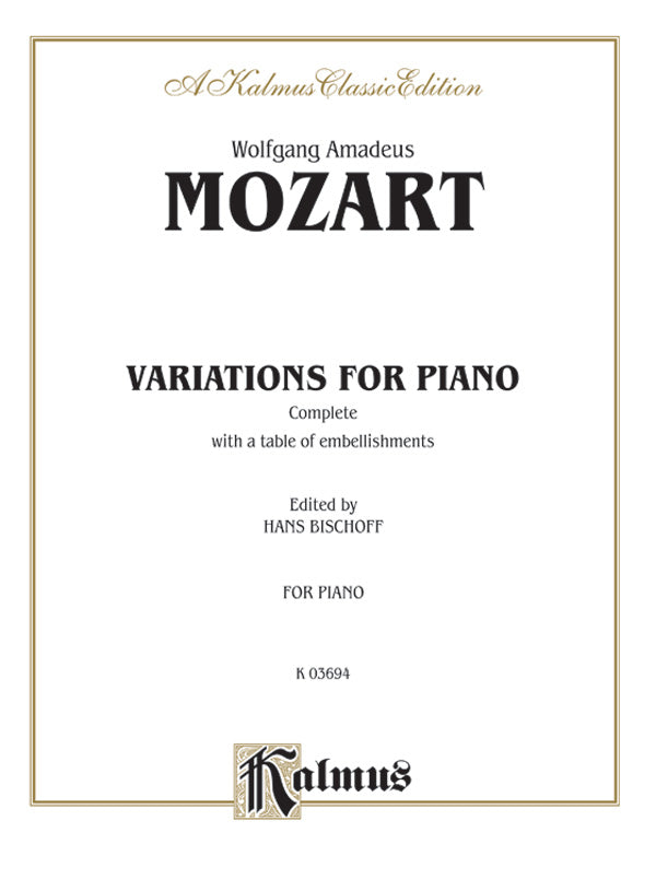 Mozart: Variations, Complete Sheet Music Preview
