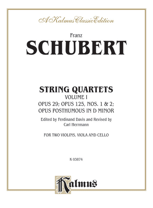 String Quartets, Volume I: Op. 29; Op. 125, Nos. 1 & 2; Op. Posth. in D Minor: Viola Sheet Music Preview