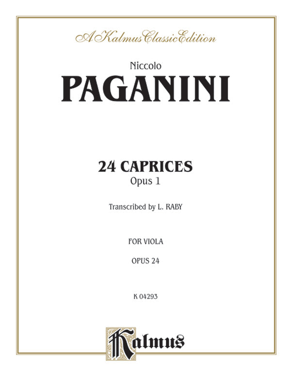 Paganini: Twenty-four Caprices, Op. 1 (Transcribed for Viola Solo