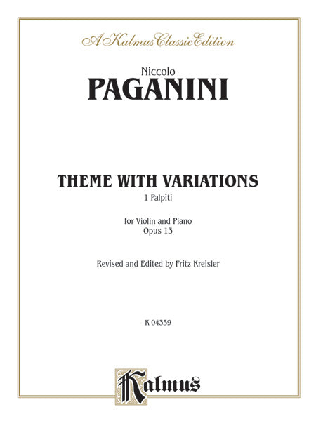 Paganini: Theme with Variations, Op. 13 (Arr. Fritz Kreisler) Sheet Music Preview