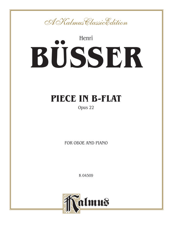 Büsser: Piece in B flat, Op. 22 Sheet Music Preview