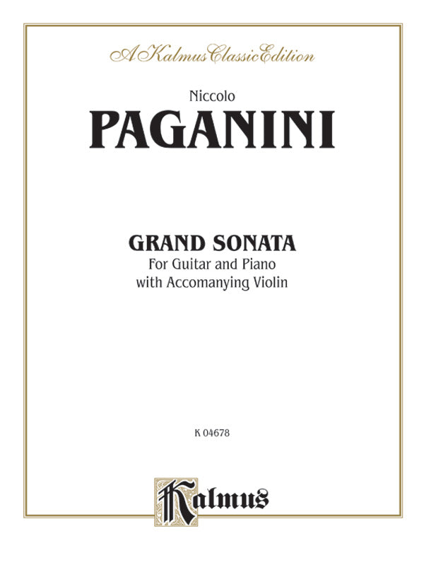Paganini: Grand Sonata for Guitar and Piano with Accompanying Violin Sheet Music Preview