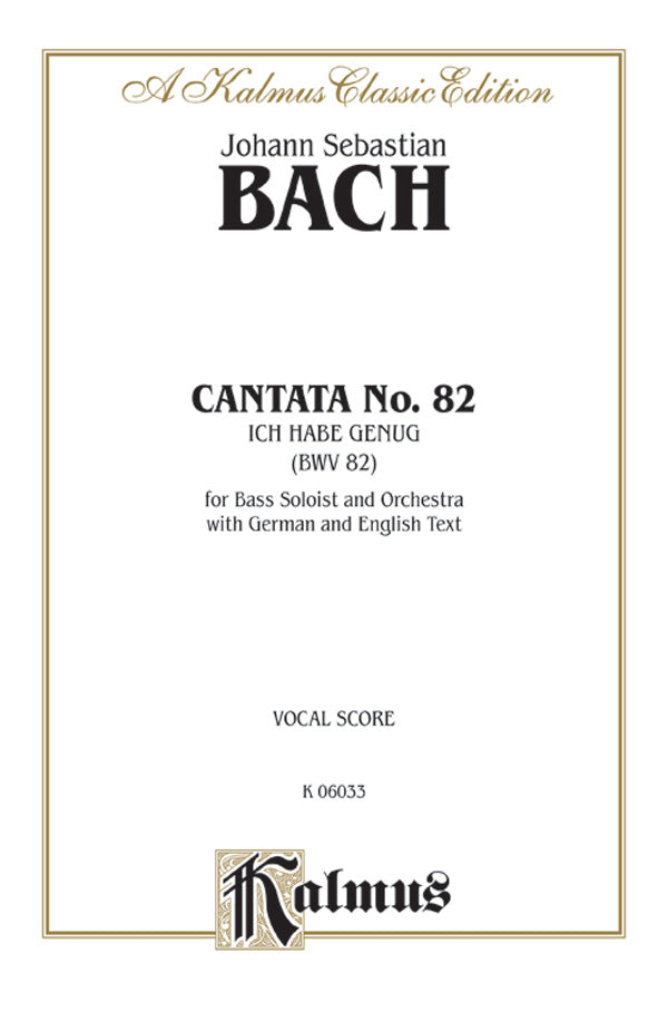 Bach: Bass Solo, Cantata No. 82, Ich Habe Genug (German/English) Sheet Music Preview