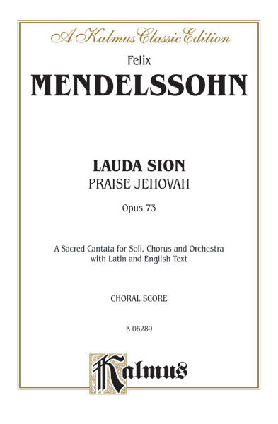 Lauda Sion (Praise Jehovah), Opus 73 Cover Image