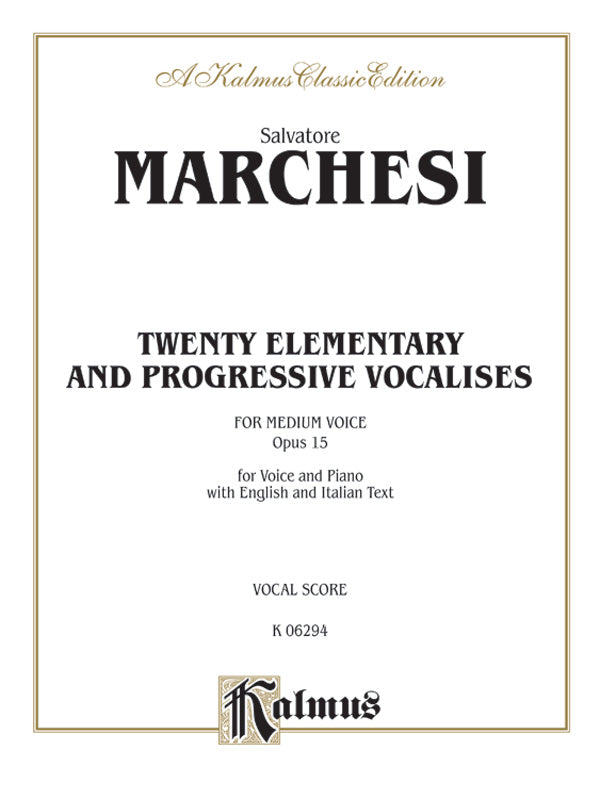 Twenty Elementary and Progressive Vocalises, Opus 15 Cover Image