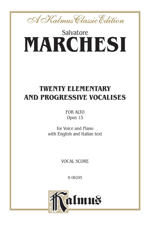 Twenty Elementary and Progressive Vocalises, Opus 15 Cover Image