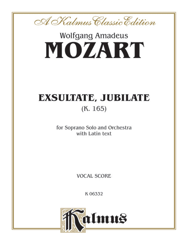 Mozart: Exultate Jubilate, K. 165, Motet for Soprano (Latin) Sheet Music Preview