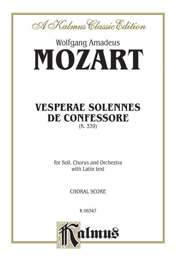 Vesperae Solennes de Confessore (K. 339) Cover Image