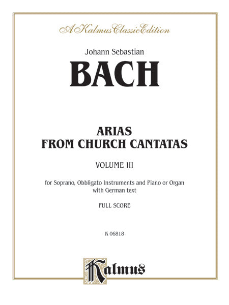 Bach: Soprano Arias from Church Cantatas, Volume III (German) Sheet Music Preview