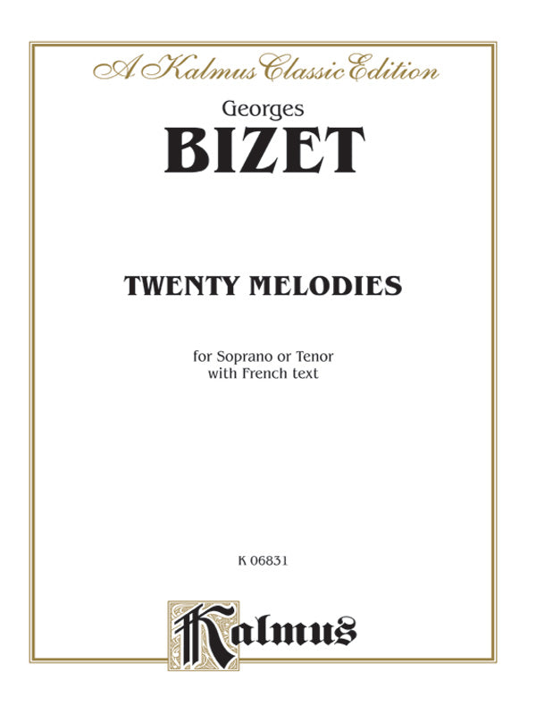 Bizet: Twenty Melodies-- Soprano or Tenor (French) Sheet Music Preview
