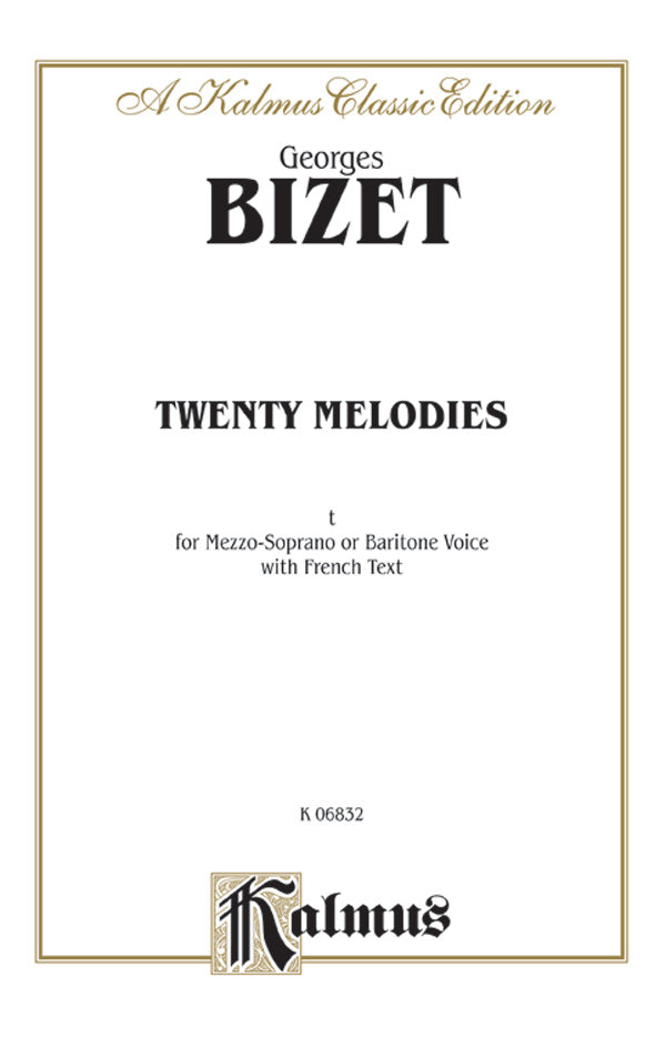 Bizet: Twenty Melodies-- Mezzo-Soprano or Baritone (French) Sheet Music Preview