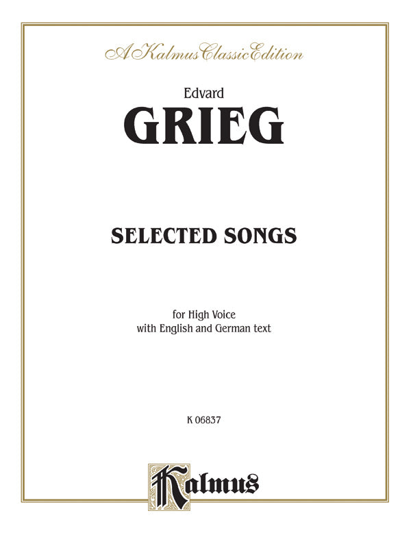 Grieg: Selected Songs for High Voice-- 36 Songs (English/German) Sheet Music Preview